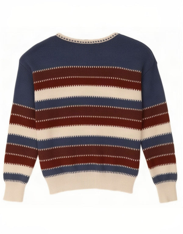 Vintage Womens Boat Neck Jumper Sweater UK 14 Medium Multicoloured Striped