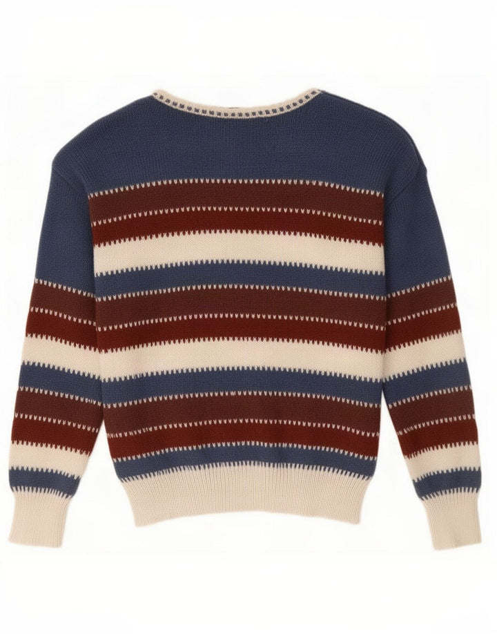 Vintage Kvinders Boat Neck Jumper Sweater UK 14 Medium Flerfarvet Stribet