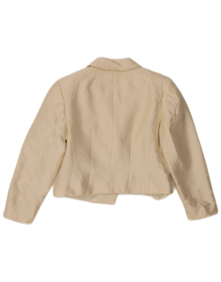 Hobbs Dame 2 Buttons Crop Blazer Jacket UK 10 Small Off White Uld