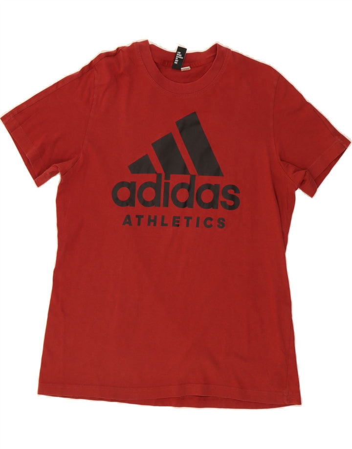 ADIDAS Mens Graphic T-Shirt Top Medium Burgundy Vintage Adidas and Second-Hand Adidas from Messina Hembry 