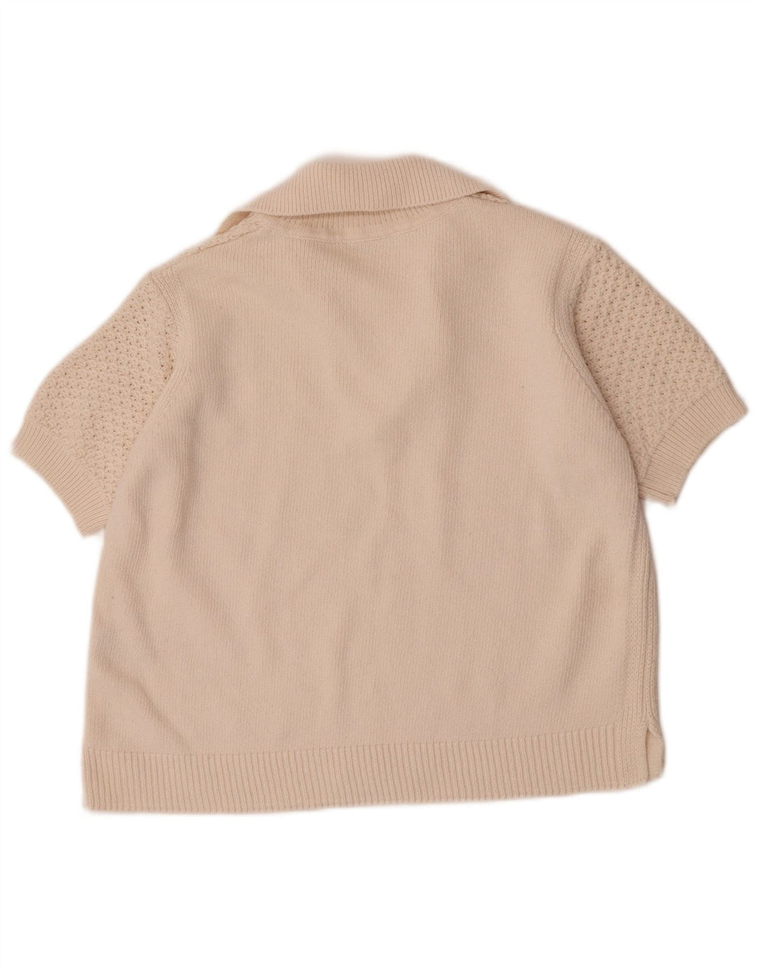 Marks & Spencer Dame Crop Polo Neck Jumper Sweater UK 14 Medium Off White