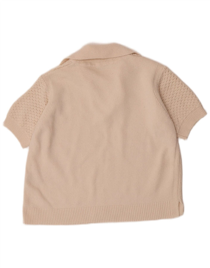 Marks & Spencer Dame Crop Polo Neck Jumper Sweater UK 14 Medium Off White