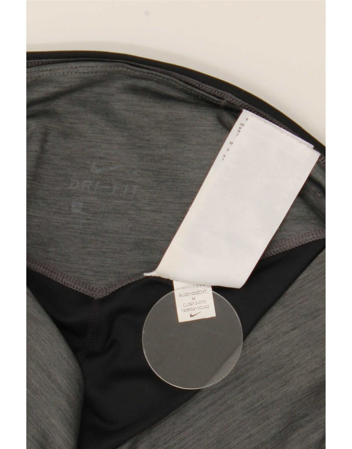 Nike Dame Dri Fit Leggings UK 12 Medium Grey Colourblock Polyester