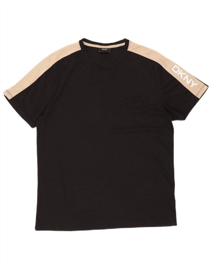 DKNY Herre grafisk T-shirt Top Stor Sort Colourblock Bomuld
