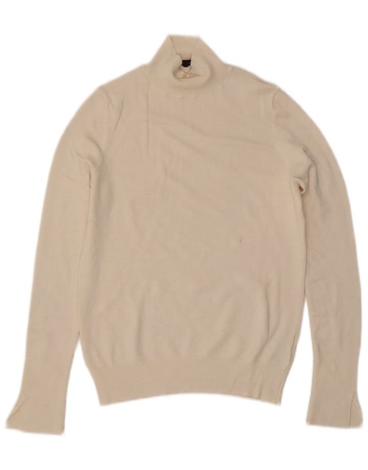 Zara Dame Turtle Neck Sweater UK 10 Small Off White Viscose