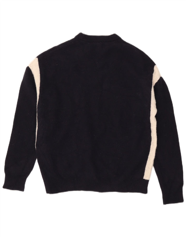 Reiss trøje med rund hals til mænd Medium marineblå Colourblock Uld