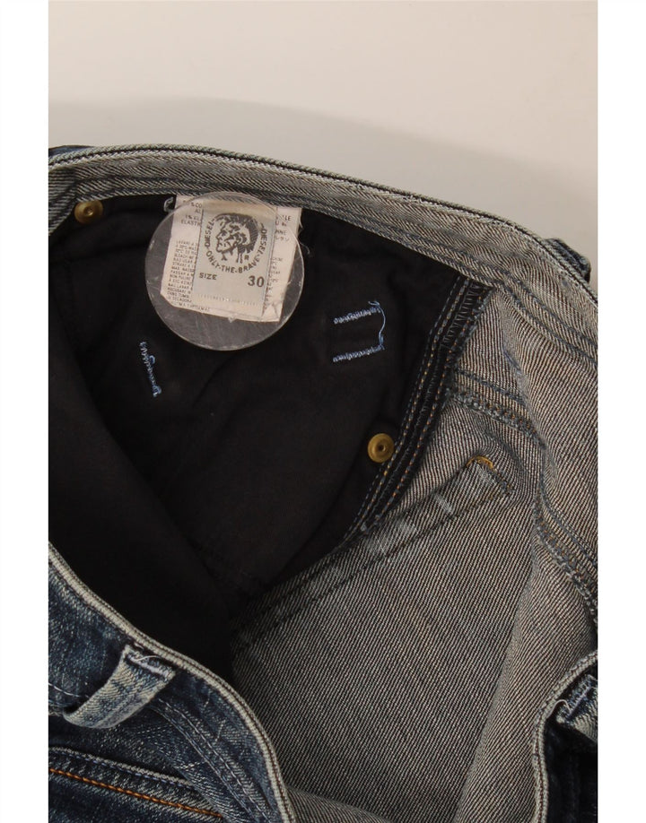 Diesel Herre Distressed Straight Jeans W30 L28 Blå Bomuld