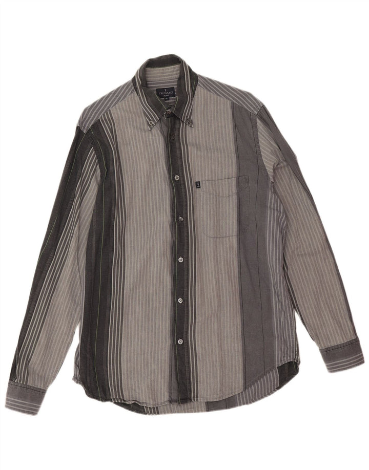 Trussardi Jeans Herreskjorte XL Gråstribet bomuld