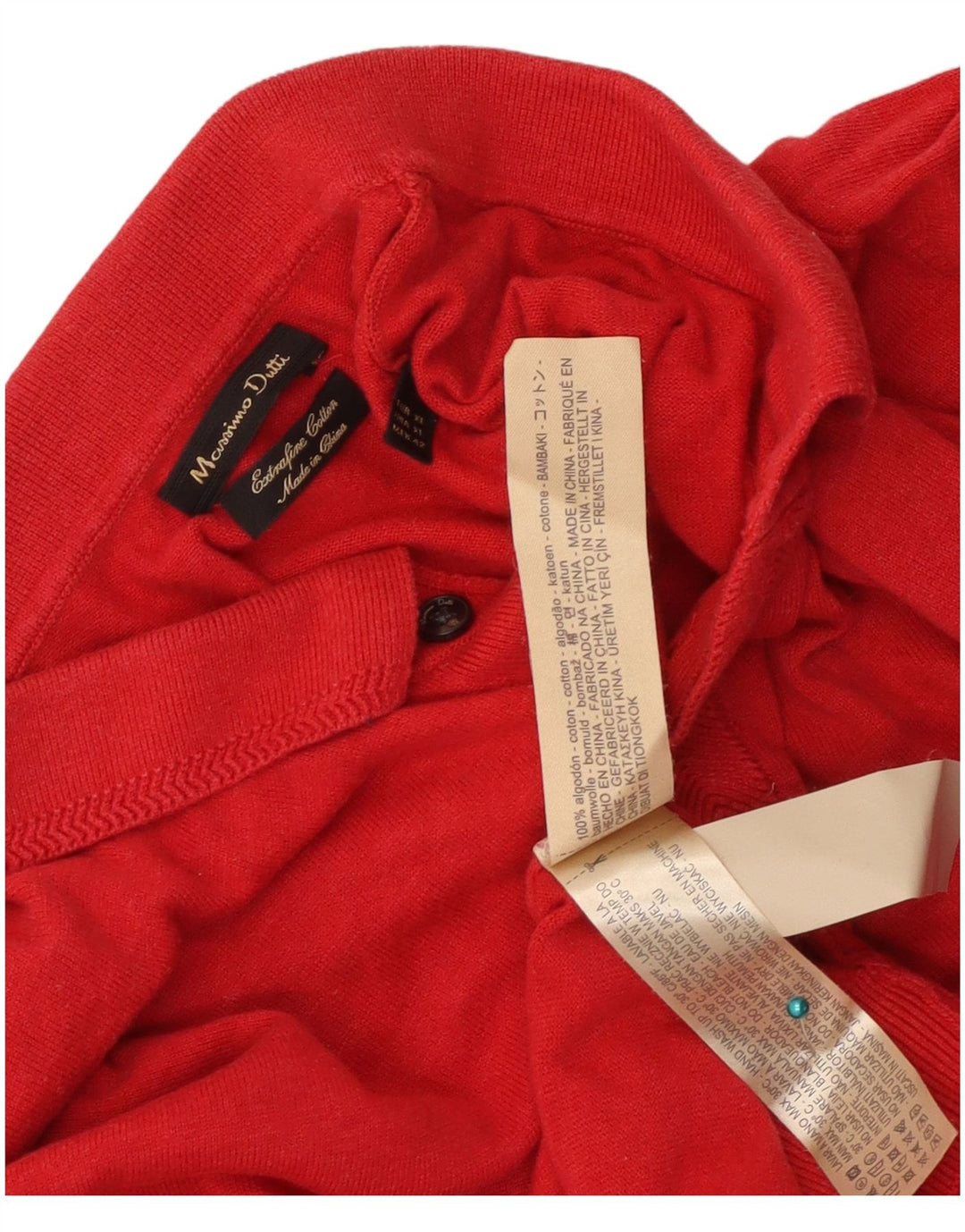Massimo Dutti Herre Polo Neck Jumper Sweater XL Rød Bomuld