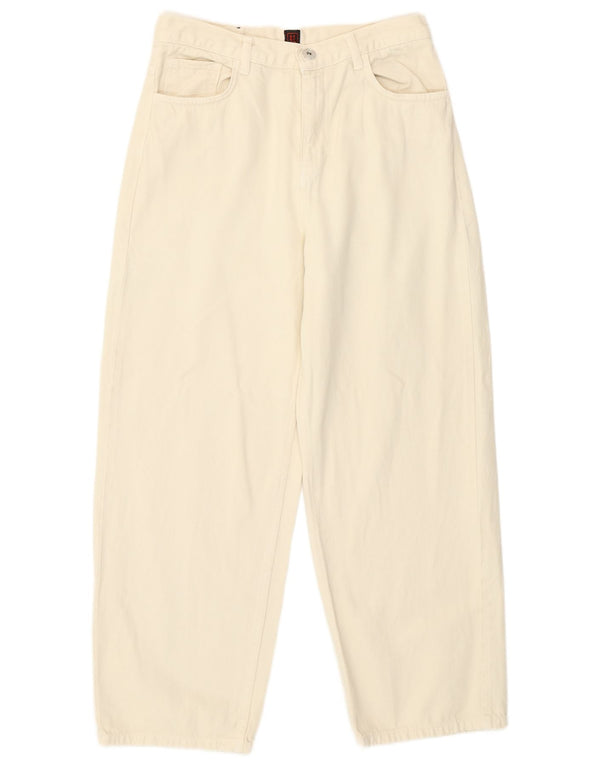 Stefanel Womens Crop Højtstående løse jeans W28 L26 Off White