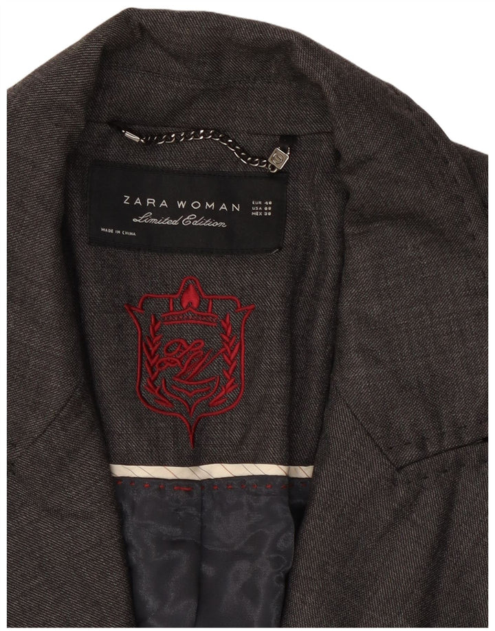 Zara Dame 1-knaps blazerjakke US 8 Medium Grey Uld
