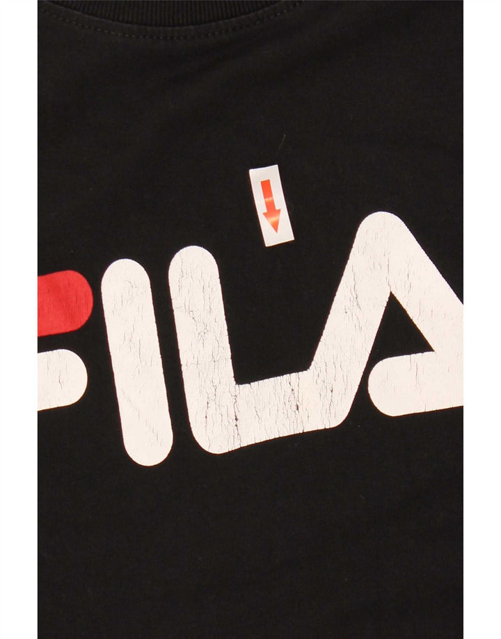 Fila Herre Grafisk T-Shirt Top Medium Sort Bomuld