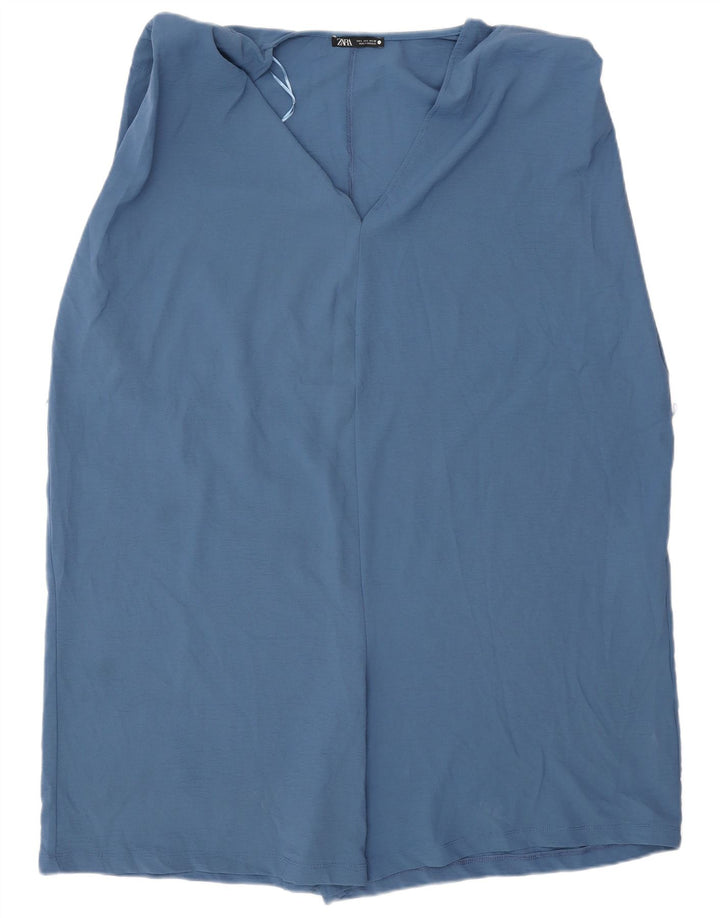 Zara Dame Ærmeløs Playsuit UK 16 Large Blue Polyester