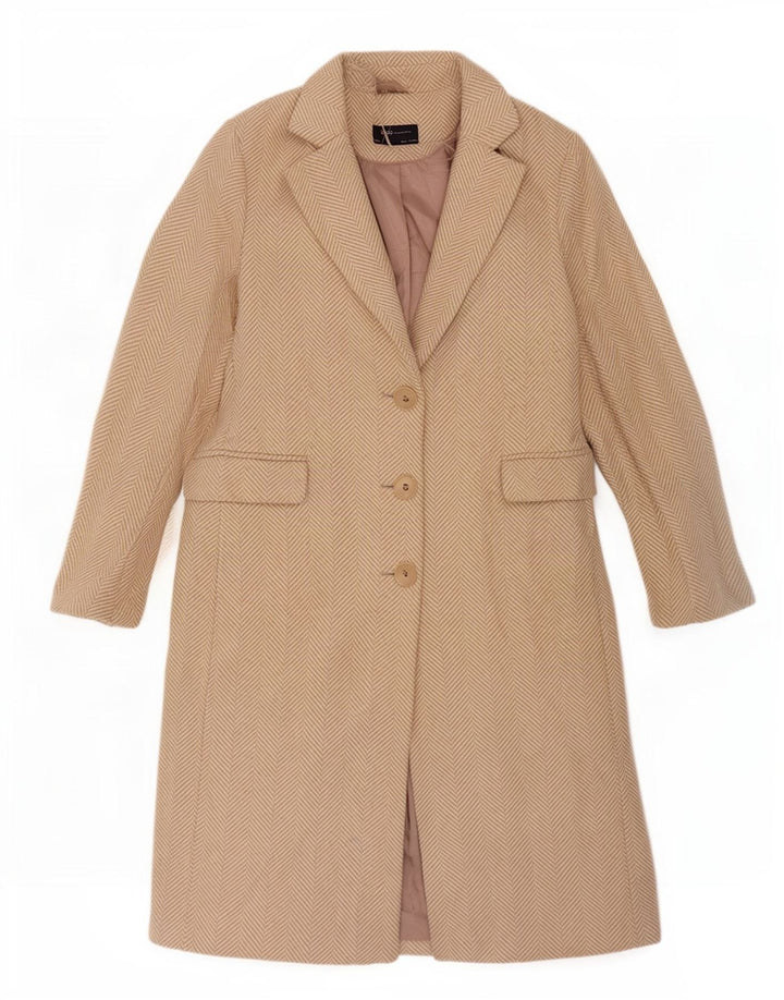 Marks & Spencer Dameoverfrakke UK 12 Medium Beige Sildebenspolyester