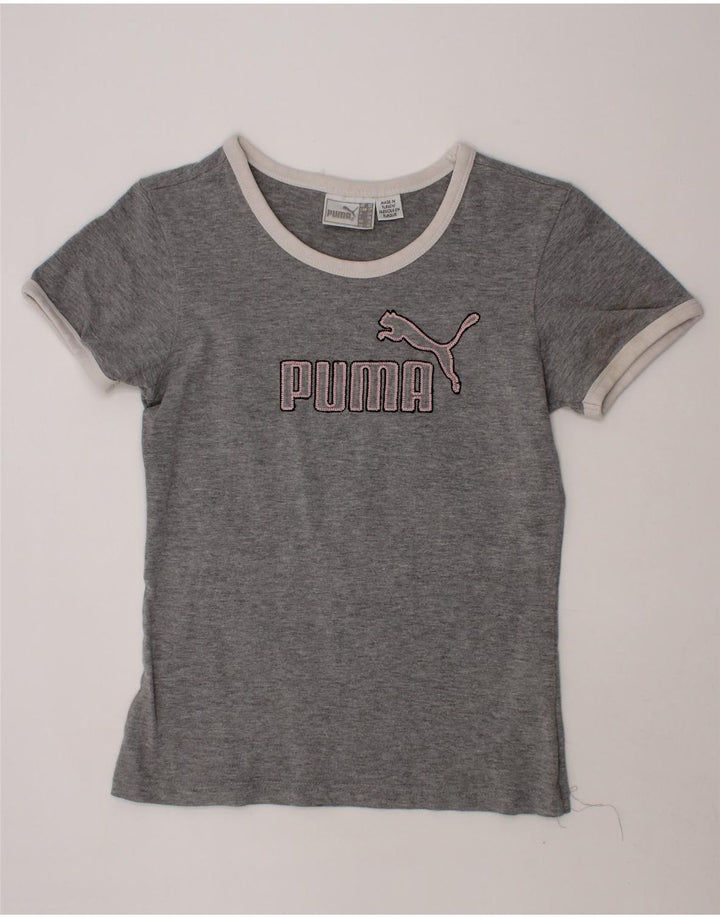 PUMA Womens Crop Graphic T-Shirt Top UK 8 Small  Grey Vintage Puma and Second-Hand Puma from Messina Hembry 