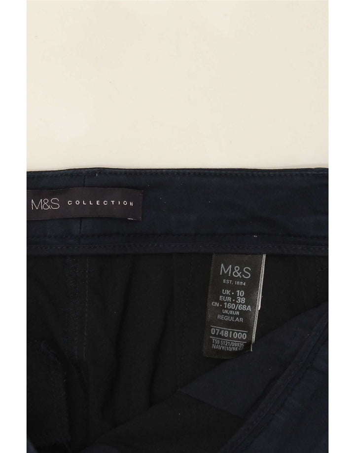 Marks & Spencer Dame Cropped Trousers UK 10 Small W30 L25 Navy Blue