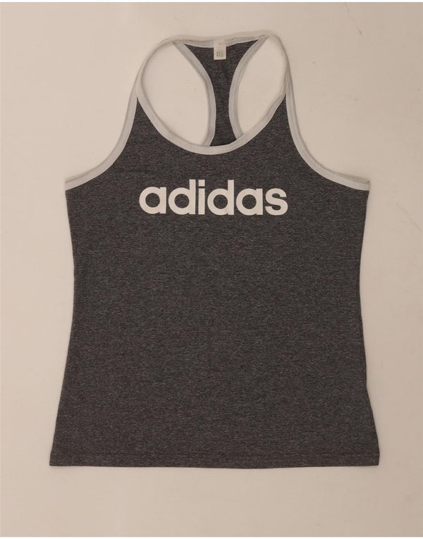 Adidas Womens Graphic Vest Top UK 10 Small Grey Polyester Sports