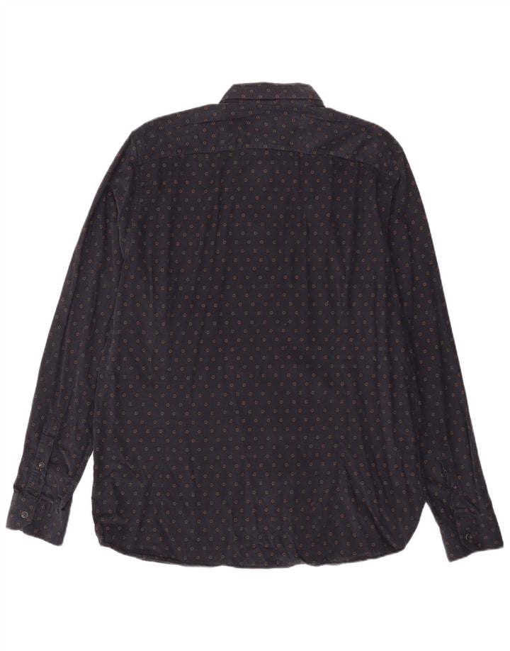 TED BAKER Herre fløjlsskjorte str. 6 2XL Marineblå blomsterbomuld