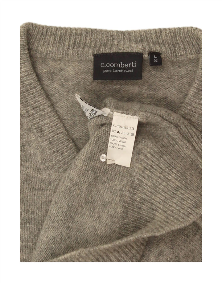 C.Comberti Herre V-hals sweater IT 52 Stor Grå Uld