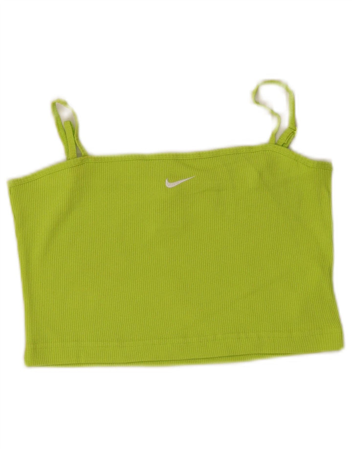 Nike Dame Crop Cami Top UK 8 Lille grøn bomuld