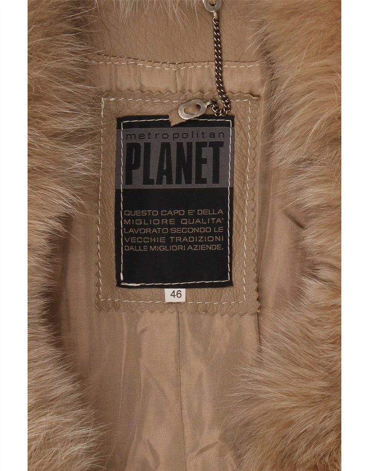 Planet Dame Læderfrakke IT 46 Large Beige