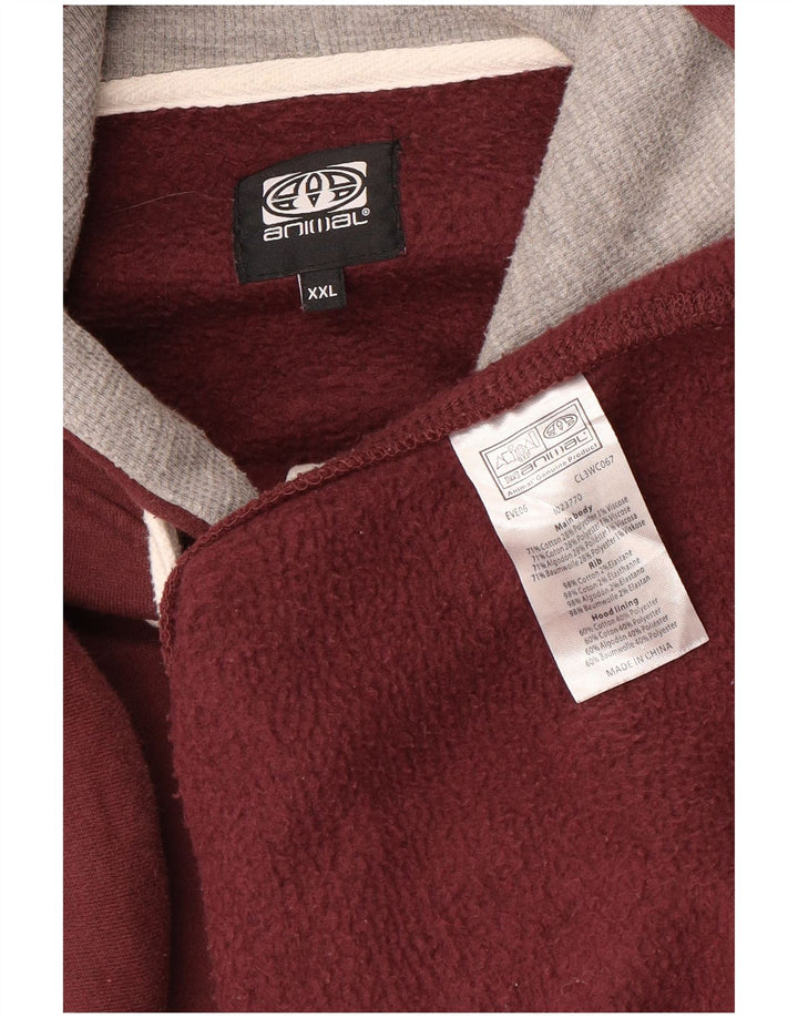ANIMAL Herre grafisk hættetrøje med lynlås 2XL rødbrun bomuld