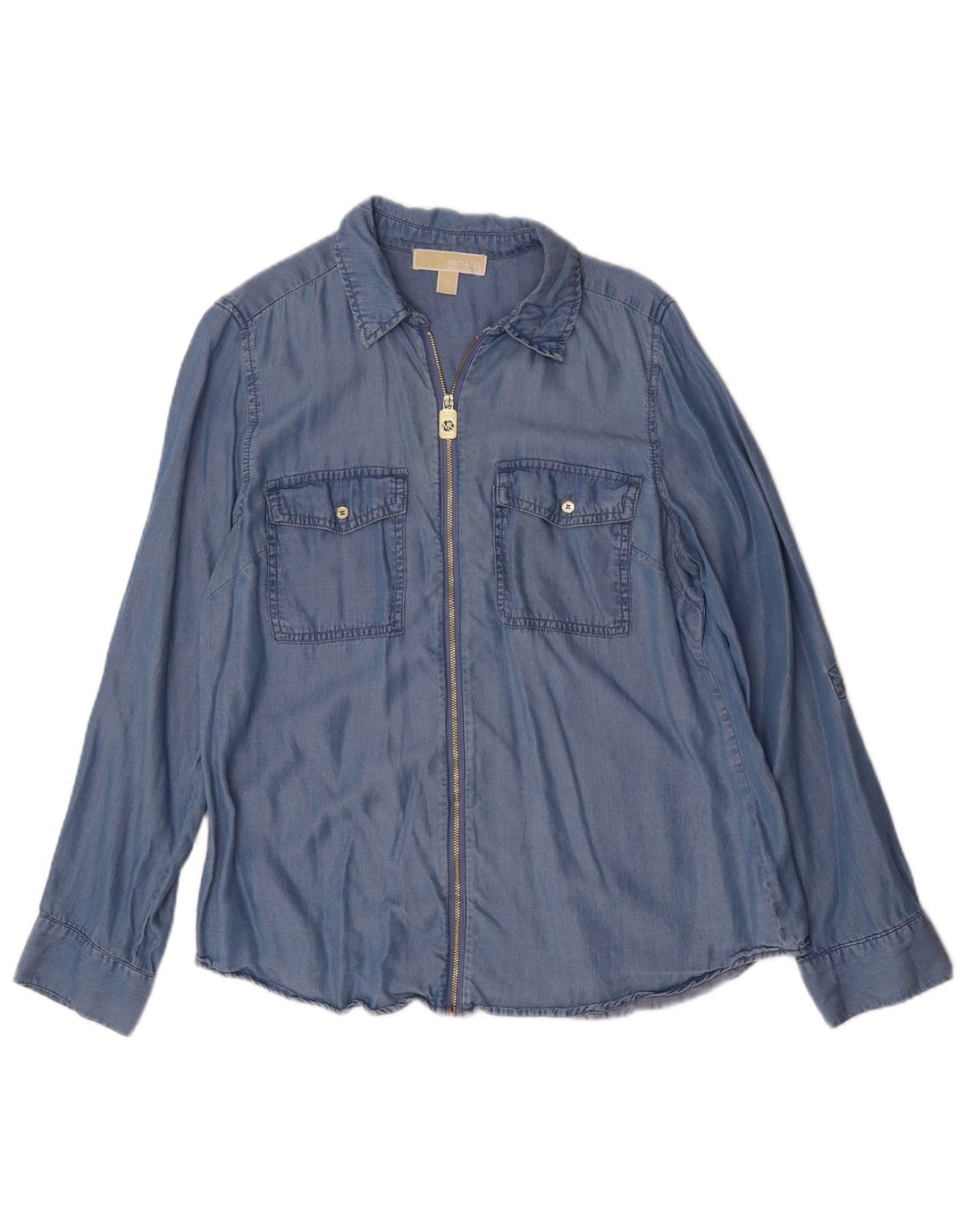 Michael Kors Dame Denim Shirt UK 14 Medium Blue Lyocell