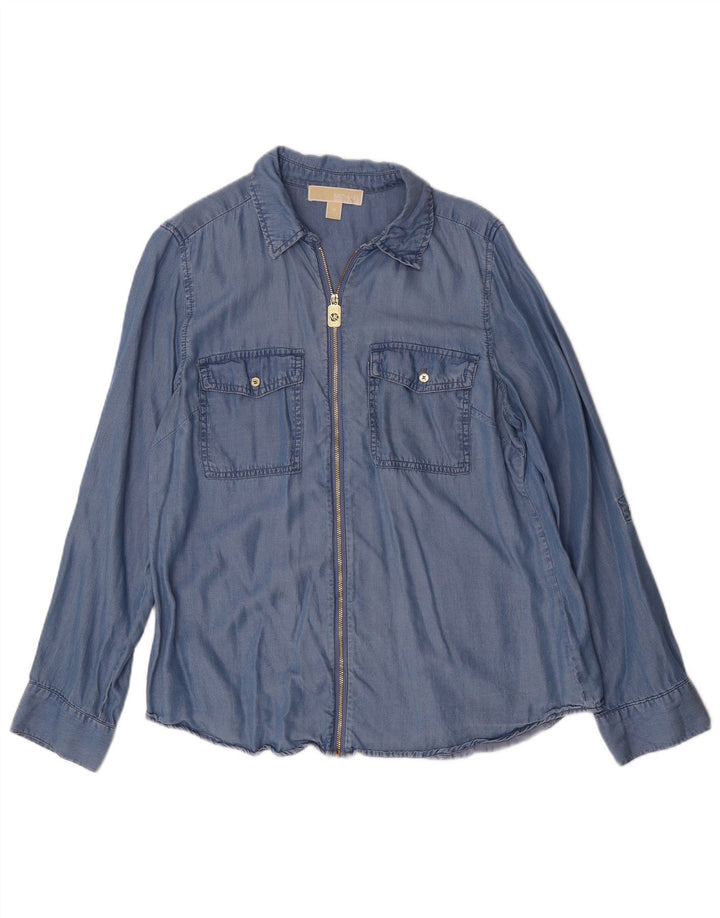Michael Kors Dame Denim Shirt UK 14 Medium Blue Lyocell