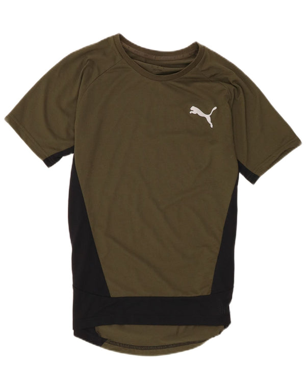 Puma Herre T-Shirt Top Small Khaki Colourblock Polyester