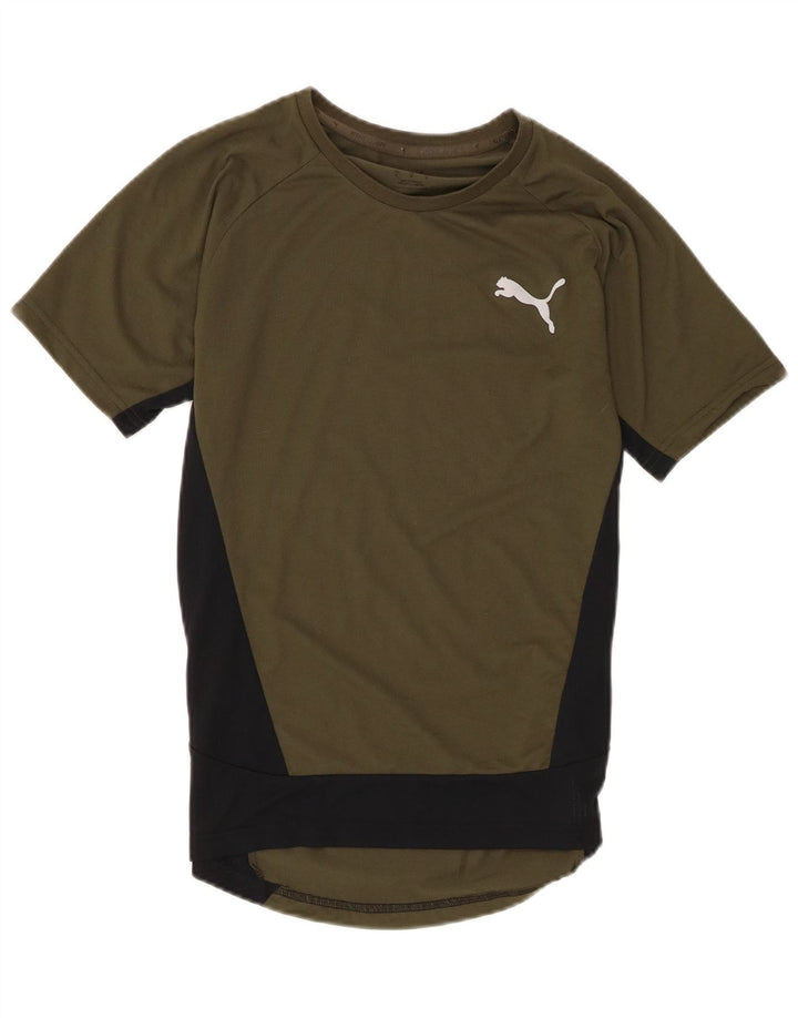 Puma Herre T-Shirt Top Small Khaki Colourblock Polyester