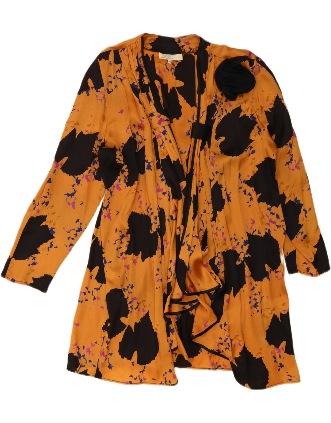 Vintage kvinders abstrakt mønster cardigan top IT 48 XL gul polyester