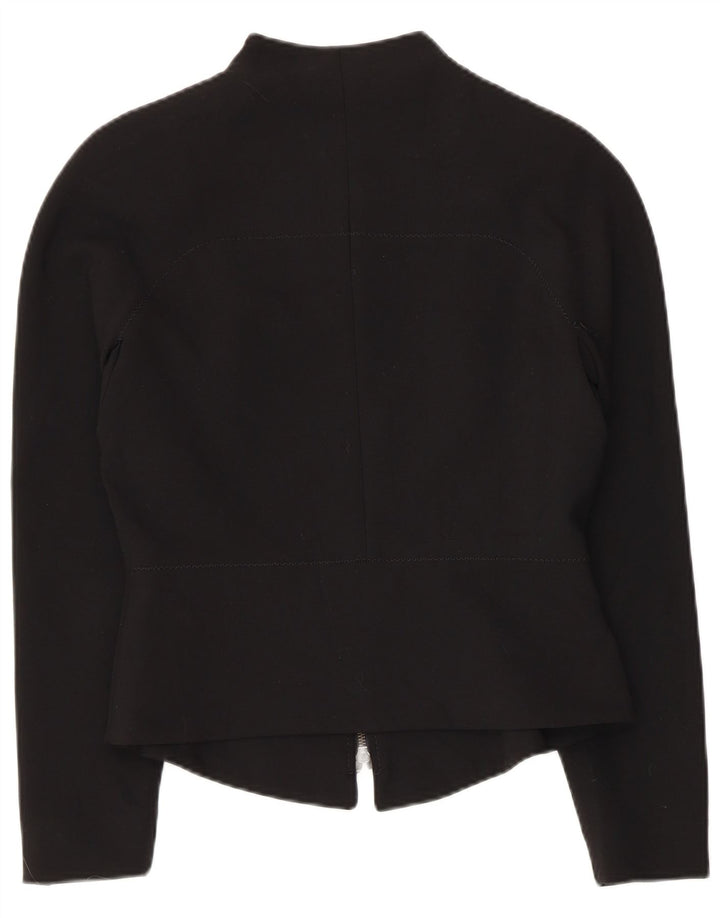 VINTAGE Dame Blazer Jacket UK 10 Small Black Polyester