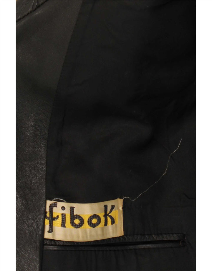 Fibok Herre Læderfrakke UK 38 Medium Sort