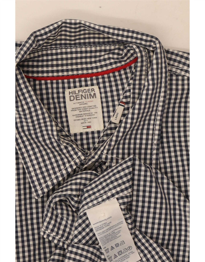 Tommy Hilfiger Herreskjorte Stor marineblå Gingham Bomuld