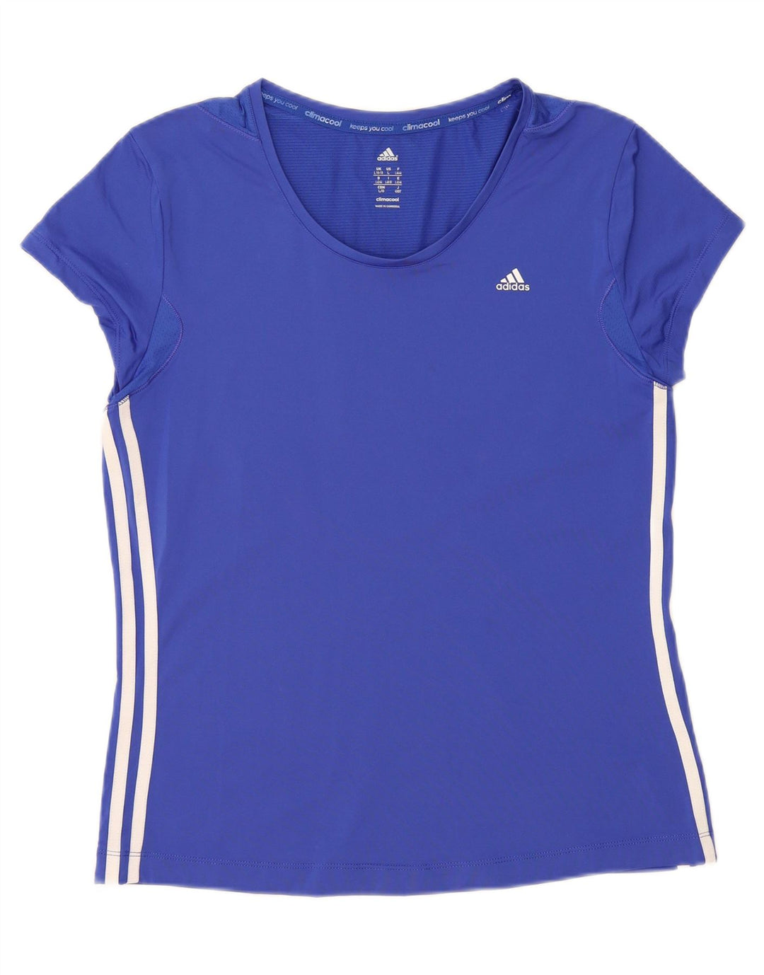 ADIDAS Womens Climacool T-Shirt Top UK 16/18 Large Blue Polyester Vintage Adidas and Second-Hand Adidas from Messina Hembry 