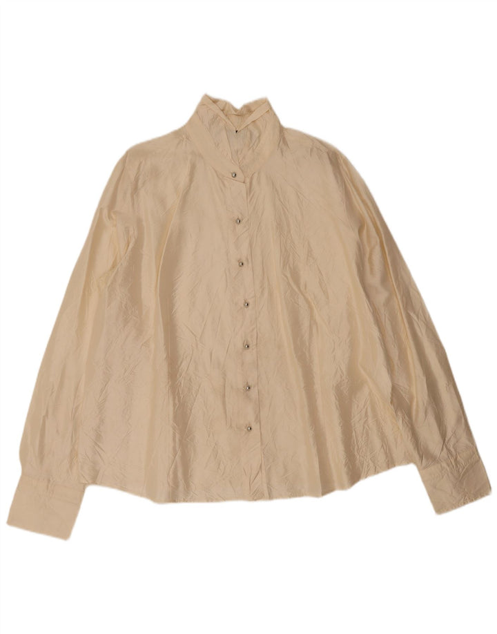 Marina Rinaldi Dame Oversized skjortebluse Størrelse 27 Stor Beige Silke