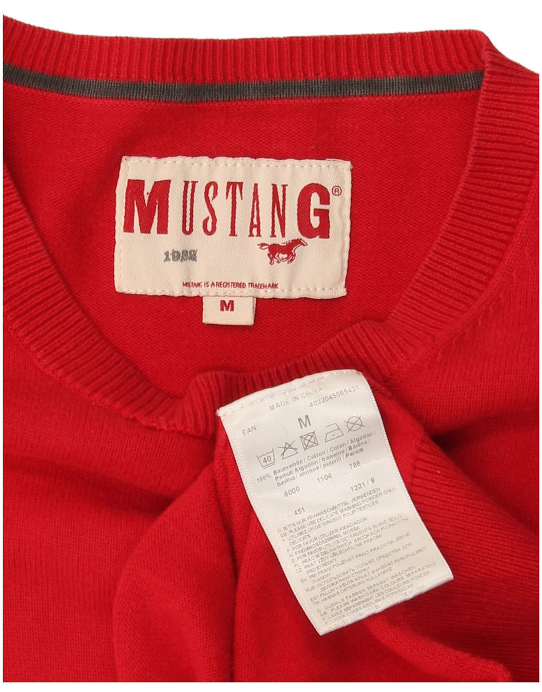 Mustang Herre trøje med rund hals, medium rød bomuld