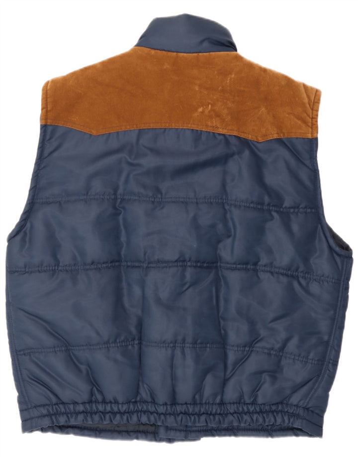 Vintage Polstret Gilet til mænd UK 38 Medium Navy Blue Polyester