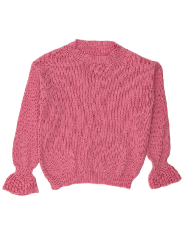 VINTAGE Womens Oversized Boat Neck Jumper Sweater UK 16 Large Pink
