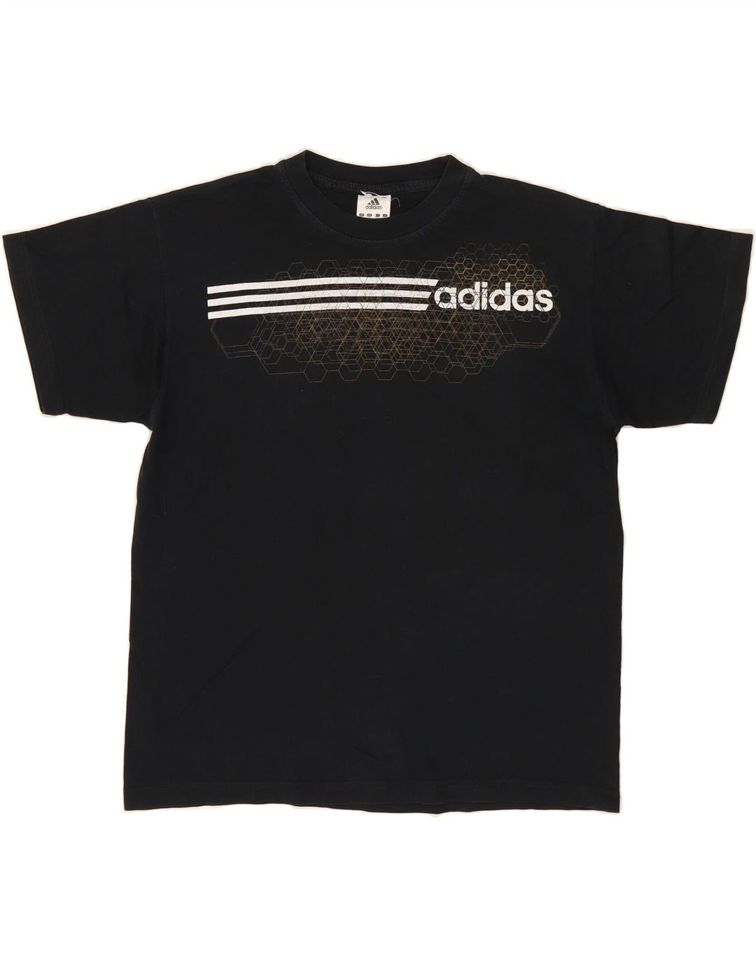 ADIDAS Mens Graphic T-Shirt Top Small Black Geometric Cotton Vintage Adidas and Second-Hand Adidas from Messina Hembry 