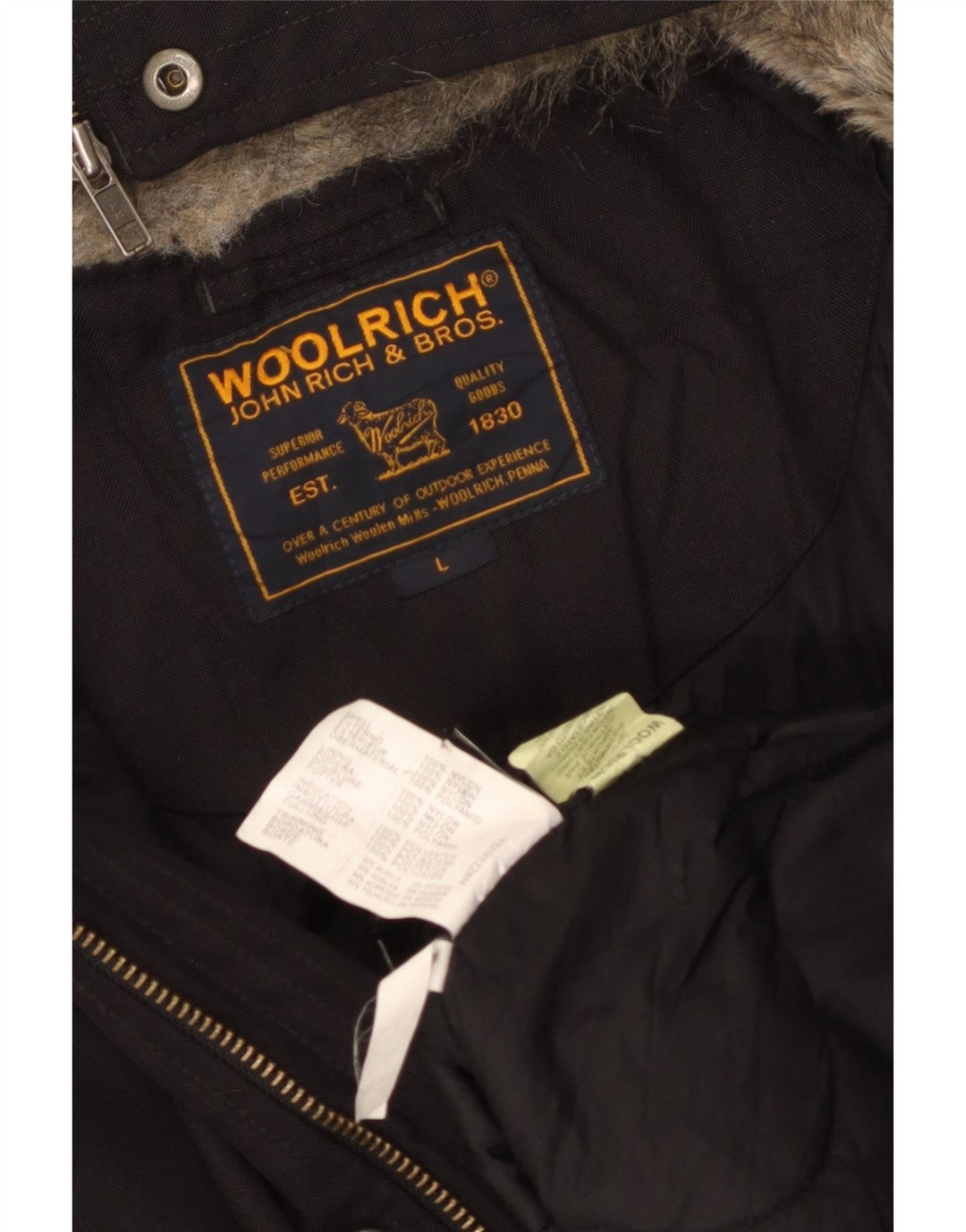 Woolrich Herre Hooded Bomber Jacket UK 40 Large Black Nylon