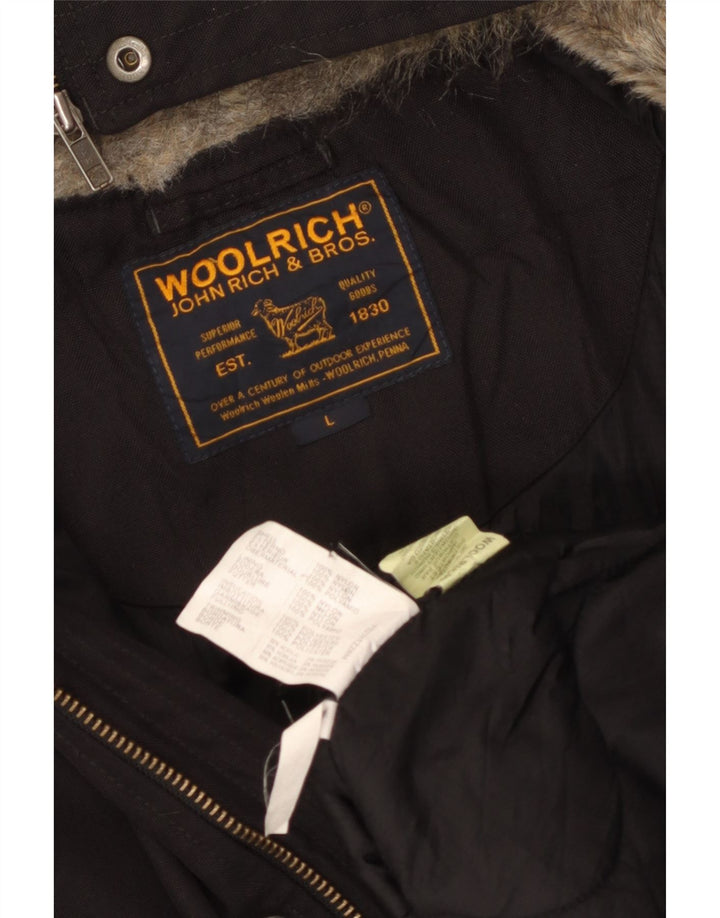 Woolrich Herre Hooded Bomber Jacket UK 40 Large Black Nylon