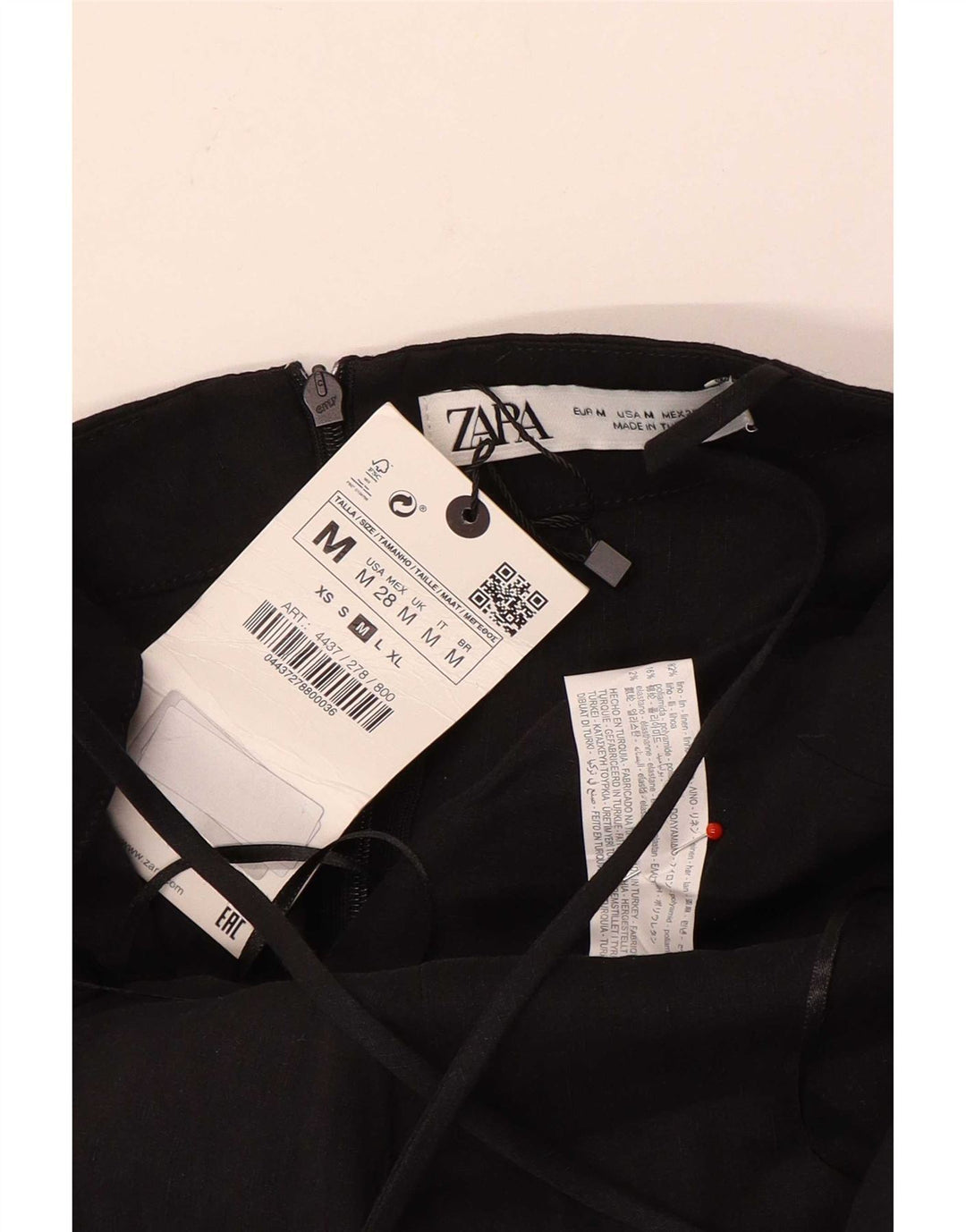 Zara Womens Slip Dress UK 12 Medium Black Linen