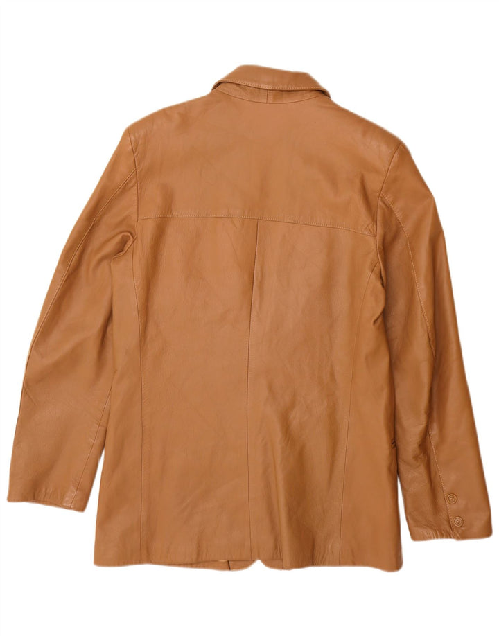 VINTAGE Herre 2-knaps læderblazerjakke IT 48 Medium Beige Læder