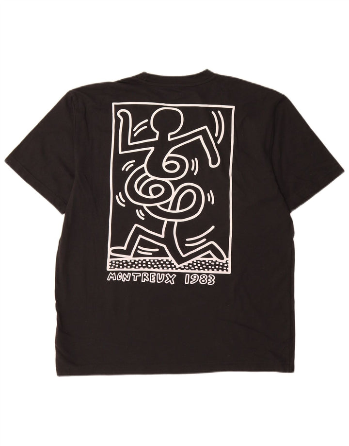Gap Herre Grafisk T-Shirt Top Medium Sort Bomuld