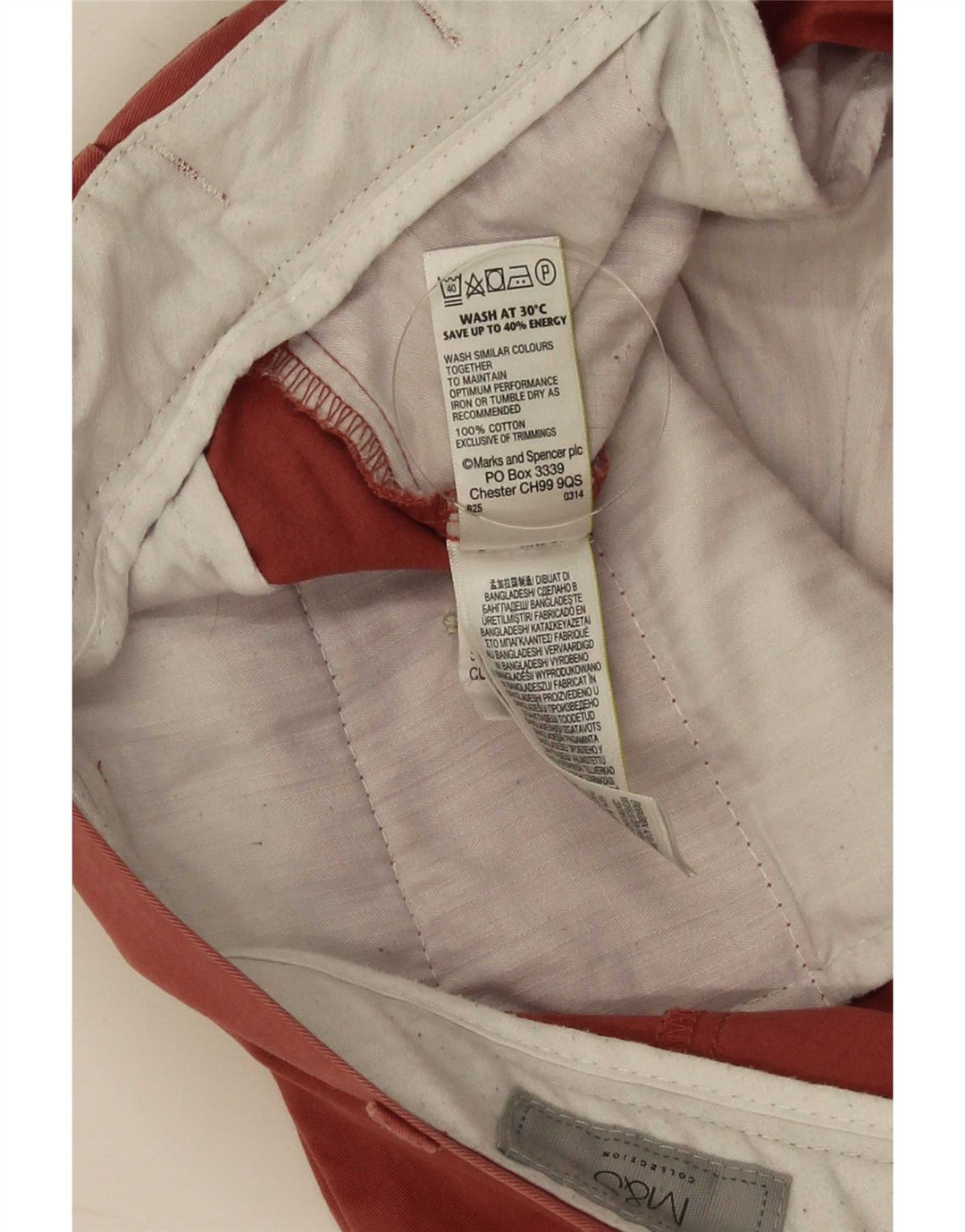 Marks & Spencer Herre Chino Shorts W38 XL Rød Bomuld