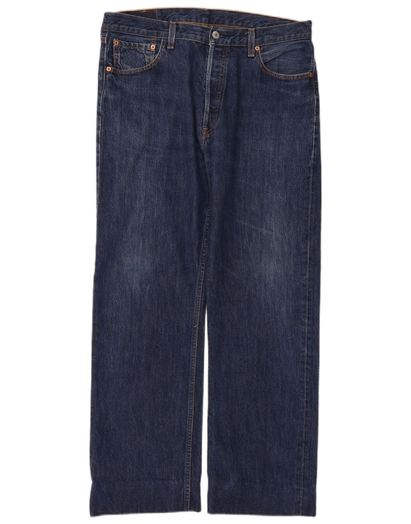LEVI'S Herre 501 Straight Jeans W36 L30 Marineblå Bomuld