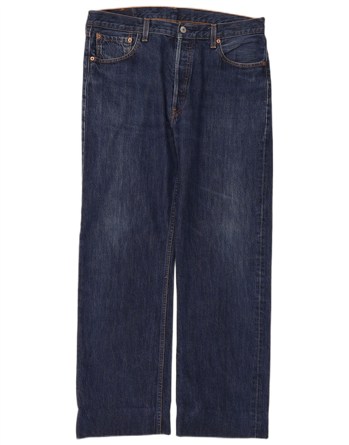 LEVI'S Herre 501 Straight Jeans W36 L30 Marineblå Bomuld