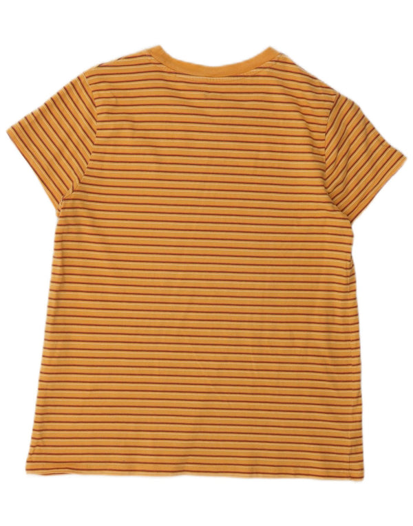 Levi's Dame T-Shirt Top UK 12 Medium Orange Stribet Bomuld