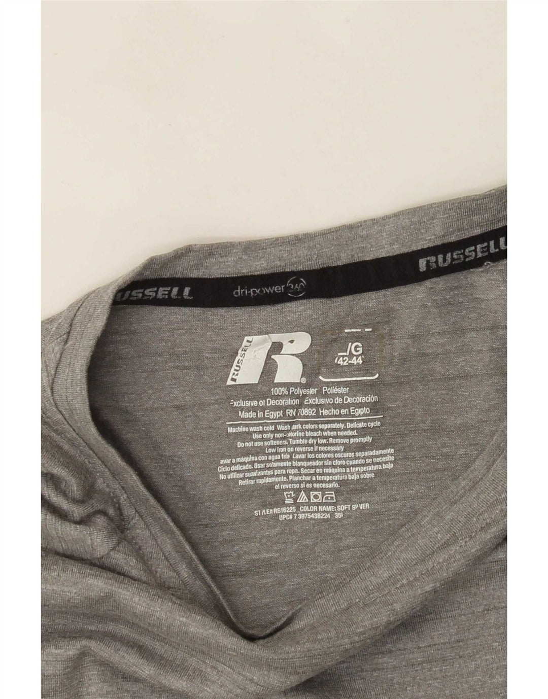Russell Athletic Herre T-Shirt Top UK 42/44 Stor Grå Polyester